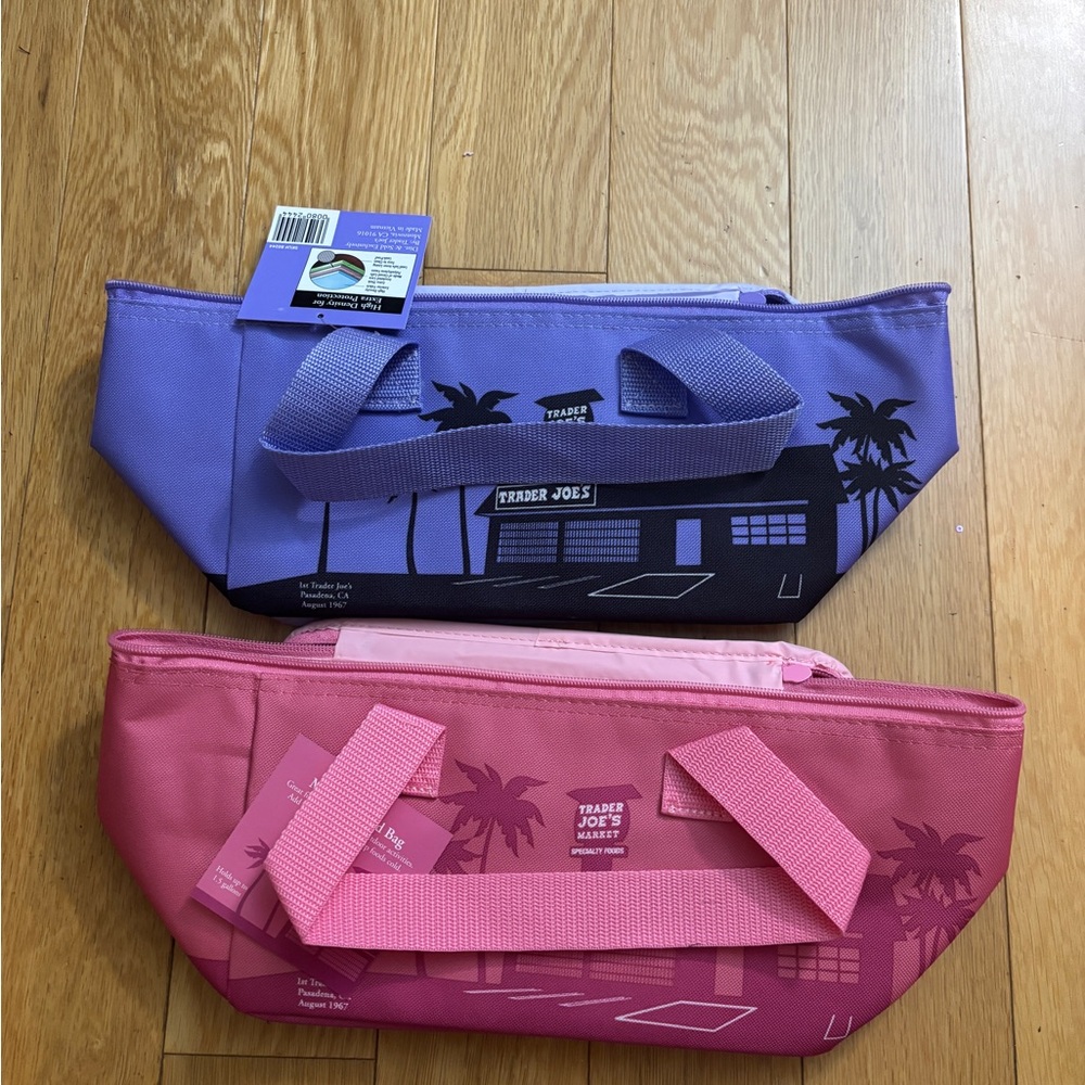 NEW Trader Joe’s mini insulated bags (pink + lavender, Feb 2025 limited release) - Picture 2 of 2